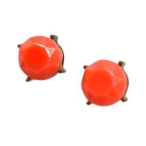 Pierced Earrings Orange Melon Studs Prong Gold Tone Setting SKU2772